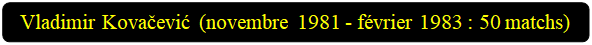 Rectangle � coins arrondis: Vladimir Kovačević (novembre 1981 - f�vrier 1983 : 50 matchs)

